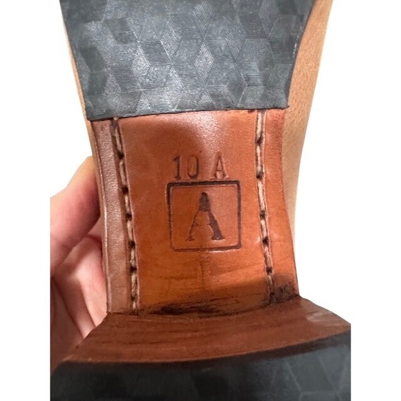 ADELANTE SHOECO Handmade Leather Block Heel Mules Slip On Shoes Size - 10 - Picture 9 of 10